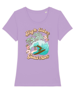 High Tides Good Vibes Tricou mânecă scurtă guler larg fitted Damă Expresser