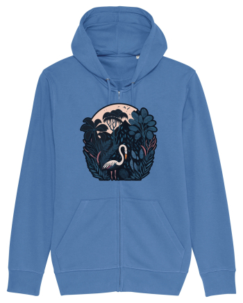 White weird bird moon Bright Blue