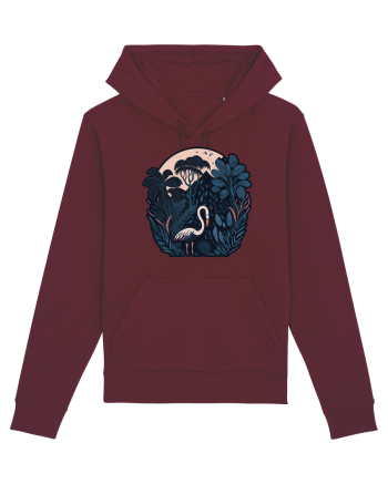 White weird bird moon Burgundy