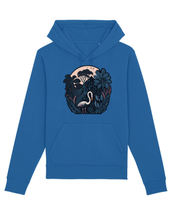White weird bird moon Royal Blue