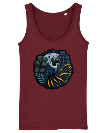 Toucan Bird moon jungle  Burgundy