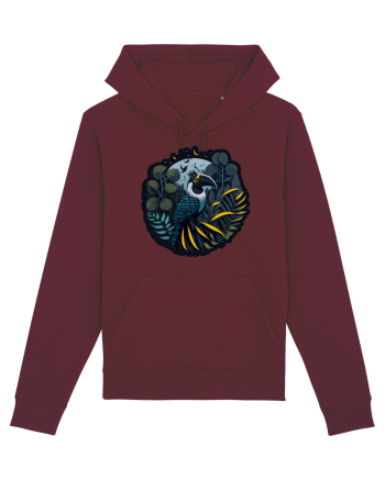 Toucan Bird moon jungle  Burgundy