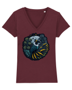 Toucan Bird moon jungle  Tricou mânecă scurtă guler V Damă Evoker