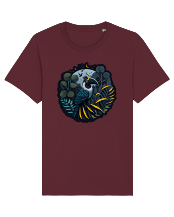 Toucan Bird moon jungle  Burgundy
