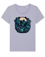 Peisaj exotic de munte #3 Tricou mânecă scurtă guler larg fitted Damă Expresser