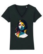Youth yellow red blue  Tricou mânecă scurtă guler V Damă Evoker