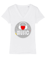 I love music Tricou mânecă scurtă guler V Damă Evoker