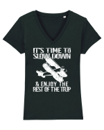 It’s time to slow down and enjoy the rest of  the trip VINTAGE PLANE Tricou mânecă scurtă guler V Damă Evoker