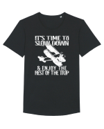 It’s time to slow down and enjoy the rest of  the trip VINTAGE PLANE Tricou mânecă scurtă guler larg Bărbat Skater