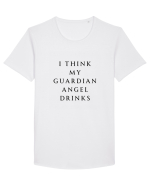 I THINK MY GUARDIAN ANGEL DRINKS Tricou mânecă scurtă guler larg Bărbat Skater