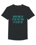 WHOEVER BRING YOU THE MOST PEACE SHOULD GET THE MOST TIME Tricou mânecă scurtă guler larg Bărbat Skater