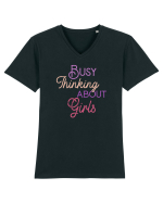 Busy thinking about Girls Tricou mânecă scurtă guler V Bărbat Presenter