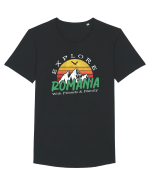 Explore Romania Tricou mânecă scurtă guler larg Bărbat Skater