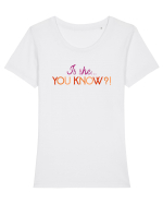 Is she... you know?! Tricou mânecă scurtă guler larg fitted Damă Expresser