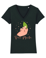 Frec menta - v2 Tricou mânecă scurtă guler V Damă Evoker