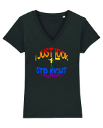 I JUST LOOK STRAIGHT Tricou mânecă scurtă guler V Damă Evoker