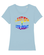 I JUST LOOK STRAIGHT Tricou mânecă scurtă guler larg fitted Damă Expresser