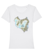 Covasna County Map Tricou mânecă scurtă guler larg fitted Damă Expresser