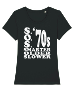 S.O.S. Slower Older Smarter '70s Tricou mânecă scurtă guler larg fitted Damă Expresser