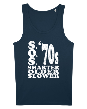 S.O.S. Slower Older Smarter '70s Navy