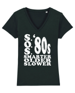 S.O.S. Slower Older Smarter '80s Tricou mânecă scurtă guler V Damă Evoker