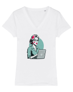 apple mom Tricou mânecă scurtă guler V Damă Evoker