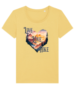 pentru pasionații de drumeții - Live love hike Tricou mânecă scurtă guler larg fitted Damă Expresser