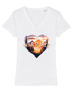 pentru pasionații de drumeții - Wild and free Tricou mânecă scurtă guler V Damă Evoker