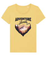 in stil grunge - Adventure awaits for you Tricou mânecă scurtă guler larg fitted Damă Expresser