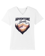 in stil grunge - Adventure awaits for you Tricou mânecă scurtă guler V Bărbat Presenter
