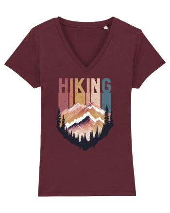 in stil grunge - Hiking emblem Burgundy