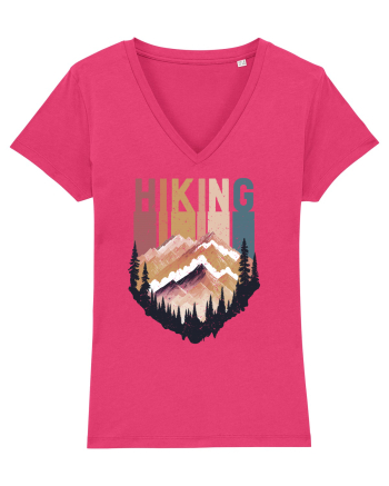 in stil grunge - Hiking emblem Raspberry