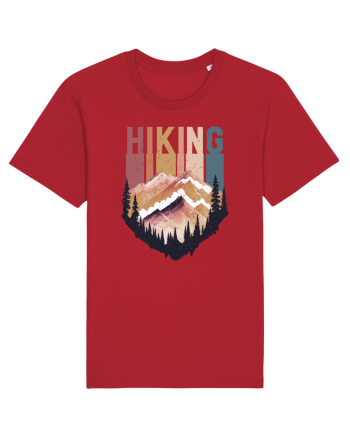 in stil grunge - Hiking emblem Red
