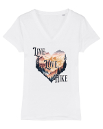 in stil grunge - Live love hike Tricou mânecă scurtă guler V Damă Evoker