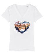 in stil grunge - Loving the mountains since forever Tricou mânecă scurtă guler V Damă Evoker