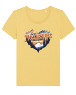 in stil grunge - Loving the mountains since forever Tricou mânecă scurtă guler larg fitted Damă Expresser