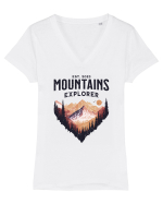 in stil grunge - Mountains explorer Tricou mânecă scurtă guler V Damă Evoker