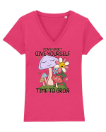 Don't Forget Give Yourself Time To Grow Tricou mânecă scurtă guler V Damă Evoker
