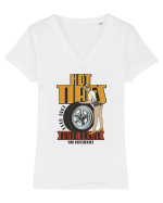 Hot Tires Auto Parts Tricou mânecă scurtă guler V Damă Evoker