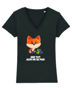 Vulpea a ajuns la struguri  Tricou mânecă scurtă guler V Damă Evoker