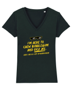 Chew Bubblegum and Kick ass Tricou mânecă scurtă guler V Damă Evoker
