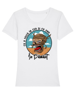 Cu o falcă în cer și cu una în pământ Tricou mânecă scurtă guler larg fitted Damă Expresser