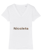 Nume cu pisicuțe Tricou mânecă scurtă guler V Damă Evoker