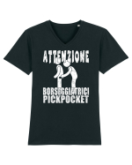 Attenzione Borseggiatrici Pickpocket Tricou mânecă scurtă guler V Bărbat Presenter