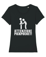 Attenzione Pickpocket! Tricou mânecă scurtă guler larg fitted Damă Expresser
