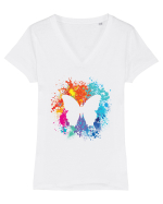 Butterfly Colors Tricou mânecă scurtă guler V Damă Evoker