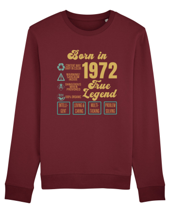 Born In 1972 True Legend Burgundy