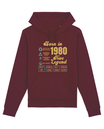 Born In 1980 True Legend Burgundy