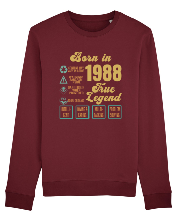 Born In 1988 True Legend Burgundy