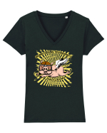 NICIODATA SA NU SPUI NICIODATA Tricou mânecă scurtă guler V Damă Evoker